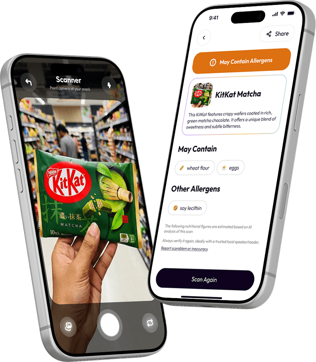 Phone with SnackSmarter app open - one